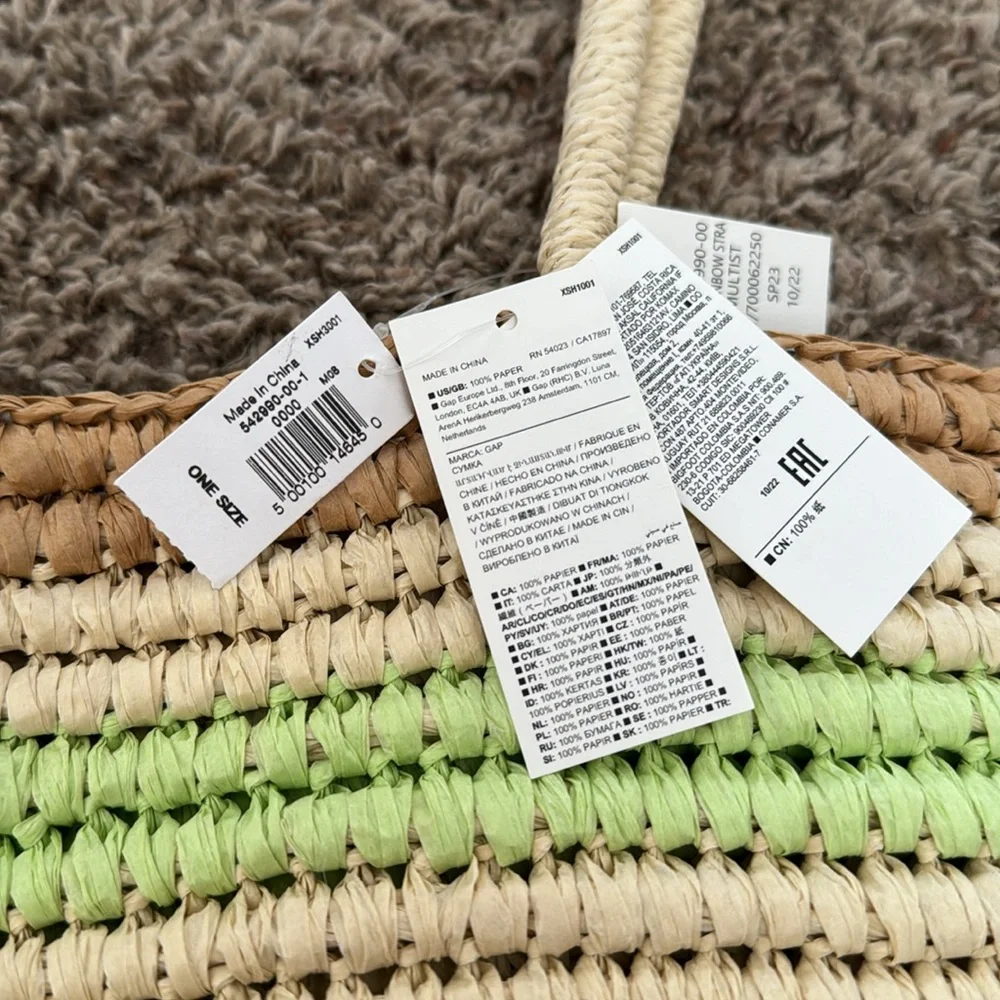 GAP Rainbow Stripe Straw Tote Bag - Picture 3 of 5